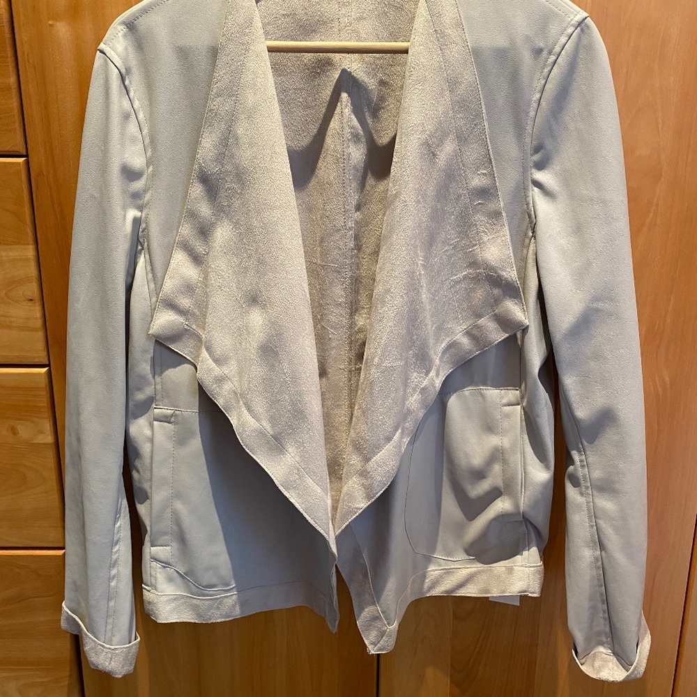 NWT BB Dakota Broady Reversible Faux Suade Open Drape Jacket XL Smoke